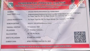 Papan informasi kegiatan APBD Provinsi Banten Tahun Anggaran 2025.Dok (ist)