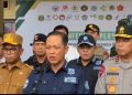 Menteri LH Hanif FAISOL Nurofiq saat Apel Kesiapsiagaan penanganan radioaktif di Halaman Polsek Cikande. Dok. (Ist)