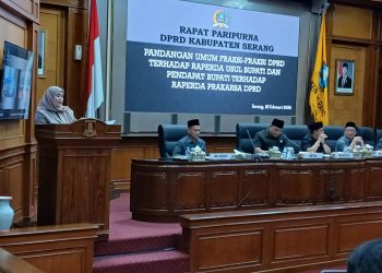 Ketua Fraksi PAN Desi Ferawati mengapresiasi langkah Pemkab Serang dalam Rapat Paripurna di ruang DPRD Kabupaten Serang. Dok. (Ist)