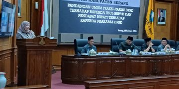 Ketua Fraksi PAN Desi Ferawati mengapresiasi langkah Pemkab Serang dalam Rapat Paripurna di ruang DPRD Kabupaten Serang. Dok. (Ist)