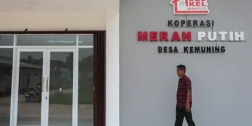 Koperasi Desa Merah Putih Kemuning yang telah selesai dibangun di Tunjung Teja, Kabupaten Serang, Banten, Selasa (14/4/2026). Foto: Angga Budhiyanto/ANTARA FOTO