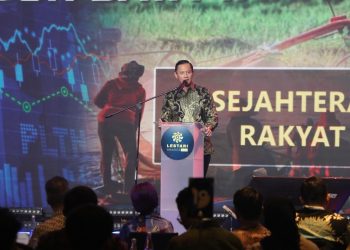 Menteri Koordinator Bidang Infrastruktur dan Pembangunan Kewilayahan Agus Harimurti Yudhoyono menyampaikan sambutan pada pembukaan Lestari Summit & Awards 2026. Dok. (Ist)