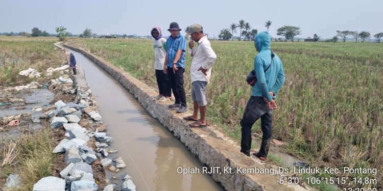 Kepala Bidang Prasarana Pertanian monitoring rehabilitasi jaringan irigasi tersier di wilayah kecamatan pontang. Dok. (Ist)