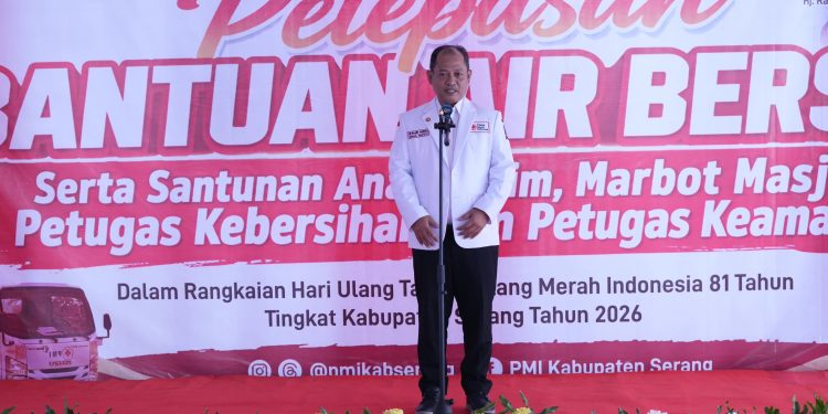 Wakil Bupati Serang Najib Hamas menghadiri HUT PMI ke 81 di halaman KP3B kota Serang. Dok. (ist)