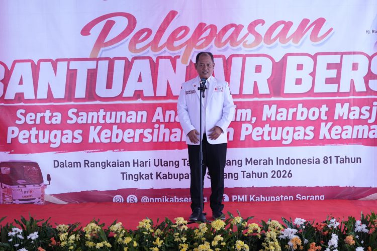 Wakil Bupati Serang Najib Hamas menghadiri HUT PMI ke 81 di halaman KP3B kota Serang. Dok. (ist)