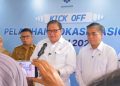 Menko RI Airlangga Hartarto di dambingi Kemenaker RI Yassierli, Gubernur Banten Andra Soni, Bupati Serang Ratu Rachmatuzakiyah, serta Wakil Wali Kota Serang Nur Agis Aulia. Saat konferensi Pers. Dok. (Nurlan)