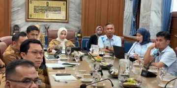 Bupati Serang Ratu Rachamatuzakiyah dan Manager PLN UP3 Banten Utara Hasudungan Siahaan beserta OPD bahas listrik di wilayah Kabupaten Serang. Dok (Nurlan)