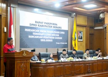 Rapat Paripurna Pandangan Fraksi atas usul Bupati Serang yang digelar DPRD Kabupaten Serang. Dok. (Ist)