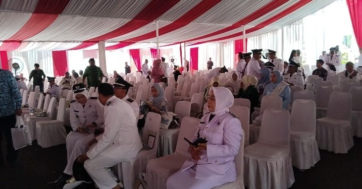 Terpantau Sejumlah Kursi Kepala Desa kosong saat sambutan Bupati Serang. Dok (Nurlan)
