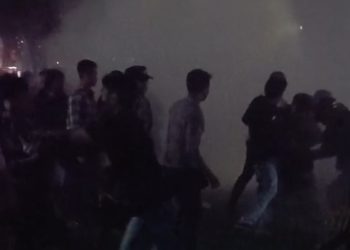 HUT Kabupaten Serang yang ke-500 Tahun ricuh saat sejumlah mahasiswa menyuarakan aspirasi. Dok. (Tangkapan layar)